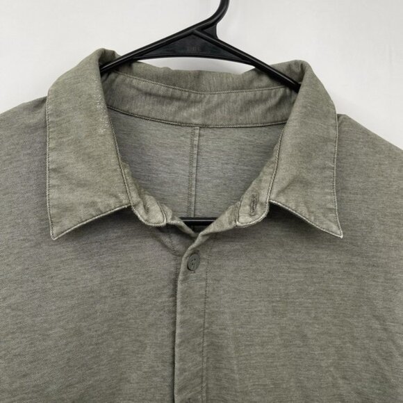 Lululemon Shirt Men's L Green Button Up‎ Long Sleeve Stretch Performance Work - Picture 2 of 6